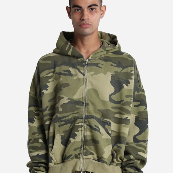 Unisex Garment-Dyed Cropped Full-Zip Hooded Sweatshirt Thumbnail